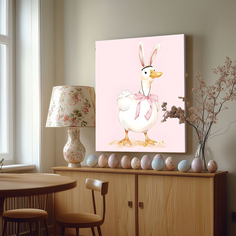 Art mural sur toile P&L Art - impression de canard mignon avec oreilles de lapin 8 "x 10", H 10 po x l 8 po