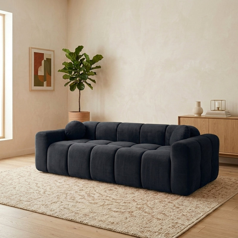Canapé 98,4 po moderne avec 2 coussins Cloud, Noir