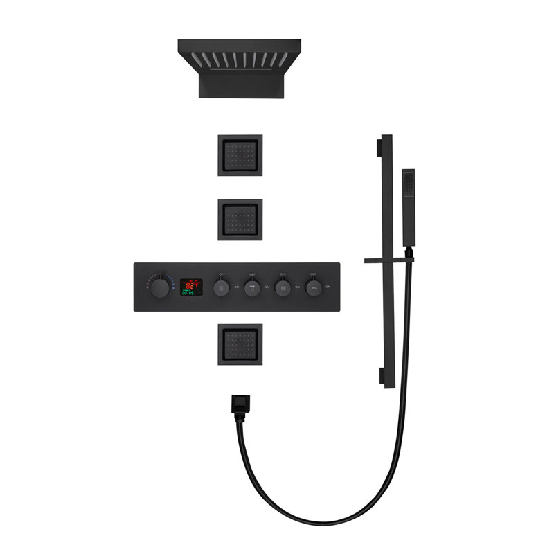 Thermostatic All-In-One Kit with Rough in-Valve, Matte Black