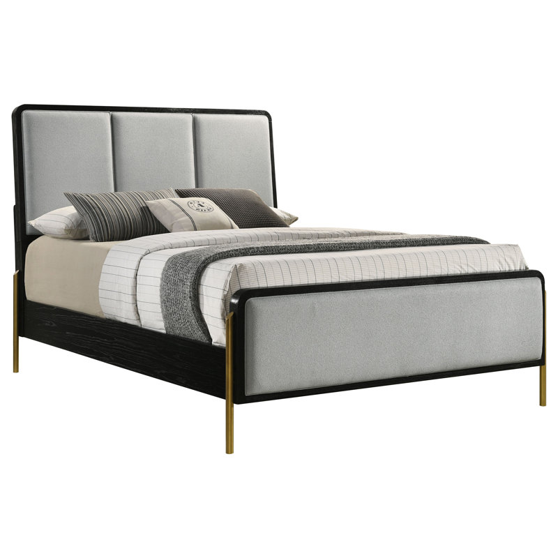 Grand lit à panneau Anser avec pieds en métal, un lit moderne et accueillant pour créer une ambiance de chambre à coucher élégante et confortable
