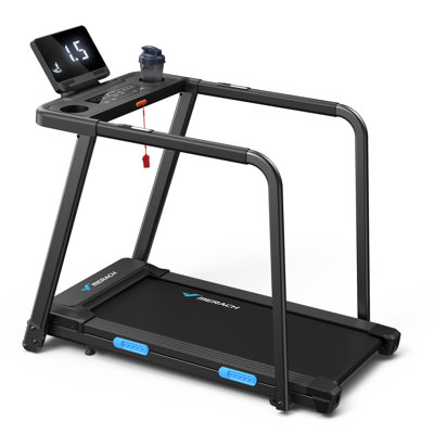 Tapis roulant MERACH pour personnes âgées avec mains courantes, tapis roulant 2 en 1 pour la récupération physique, capacité de 300 lb