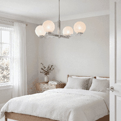 Lustre 4 lumières Claudette en chrome