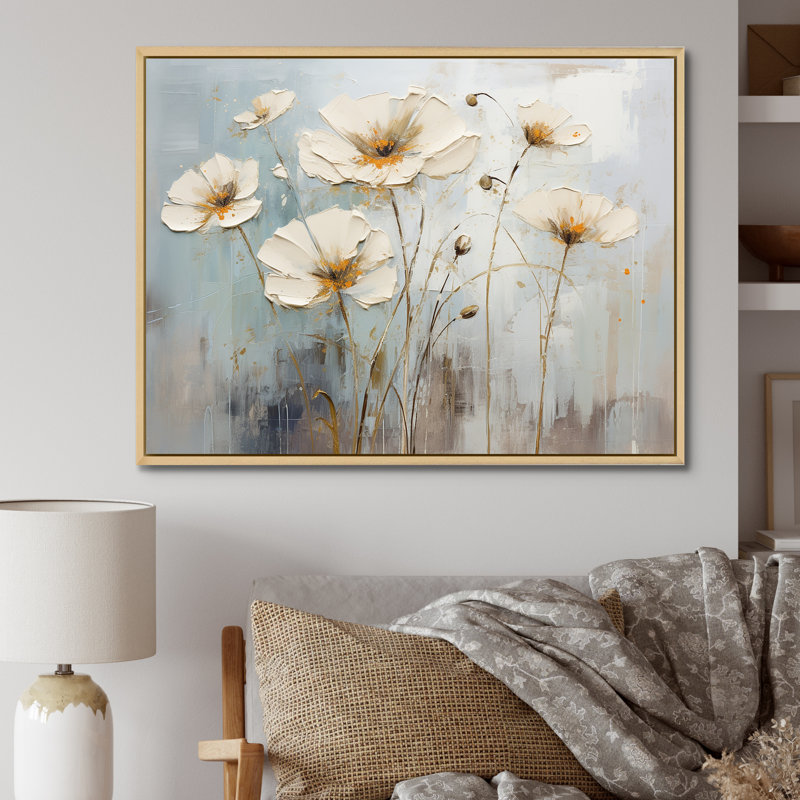 Élégant beige et gris Buttercups Meadow - Buttercups Wall Art Living Room, H 34 po x l 44 po x P 1,5 po