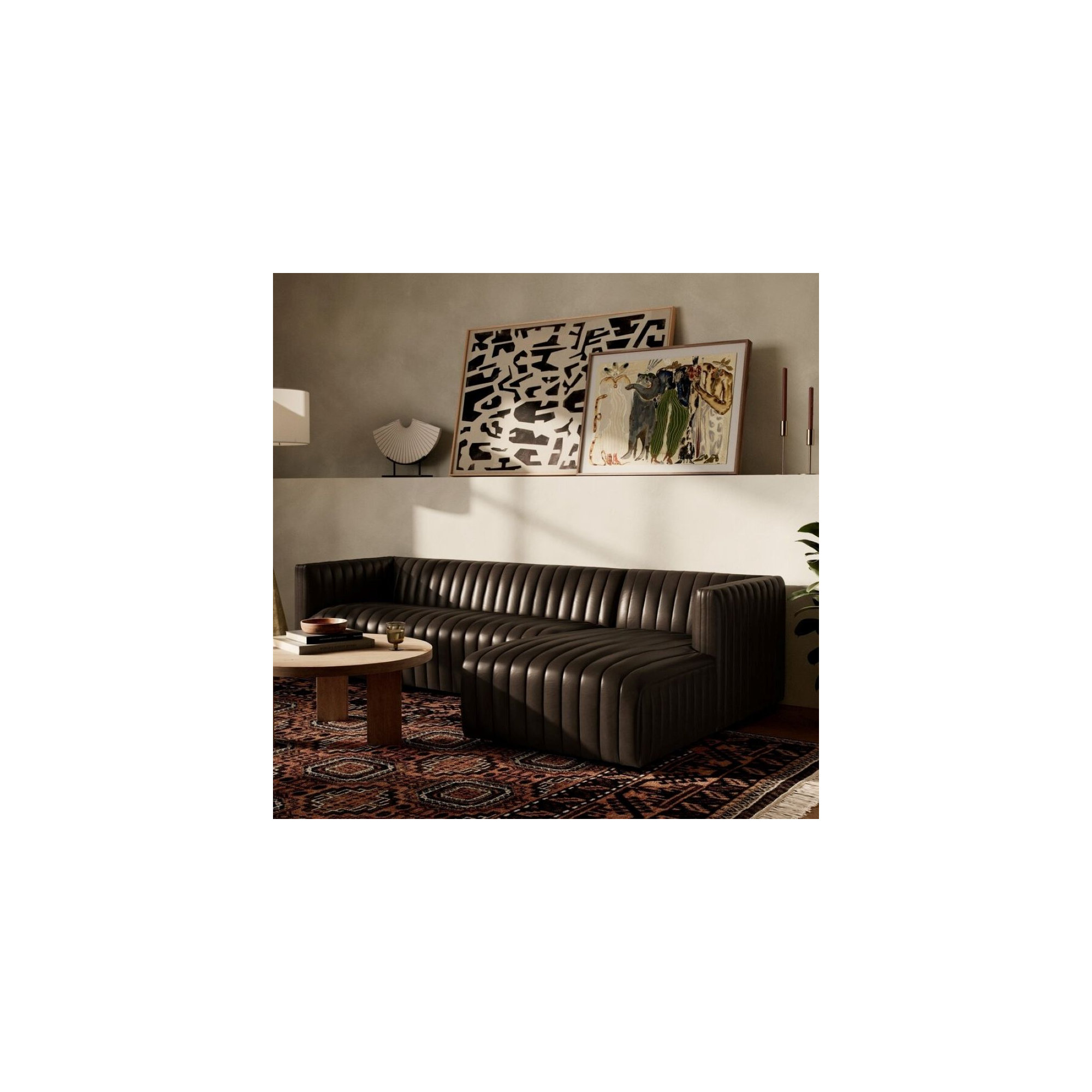 Brandt Upholstered Chaise L-Sectional, 26.5" H x 105" W x 64" D, Deacon Wolf Genuine Leather, Right Hand Facing