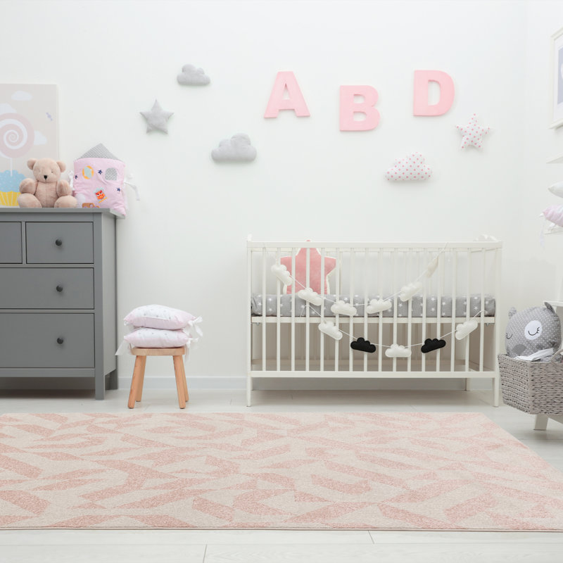 Brannon Pink Shapes Area Rug, Rectangle 200 x 290cm