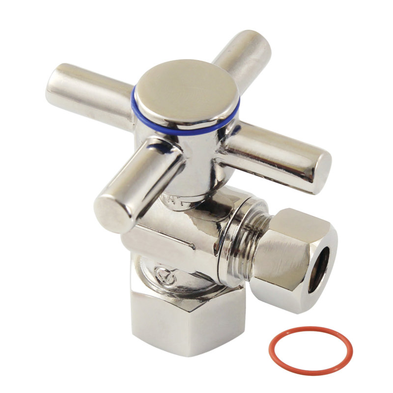 Kingston Brass Concord 1/2 po Ips X 3/8 po D.O. Valve d'arrêt à quart de tour, Nickel poli