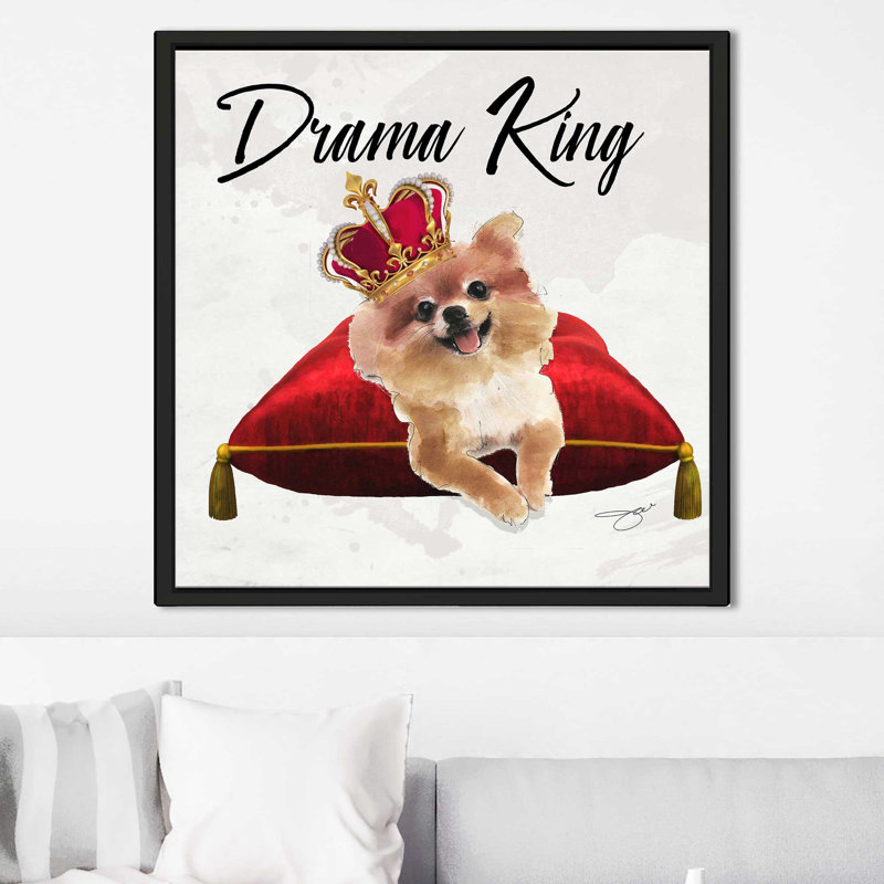 Drama King Pomeranian (Square) par By Jodi - impression, H 21,5 po x l 21,5 po x P 2 po, Cadre flottant noir