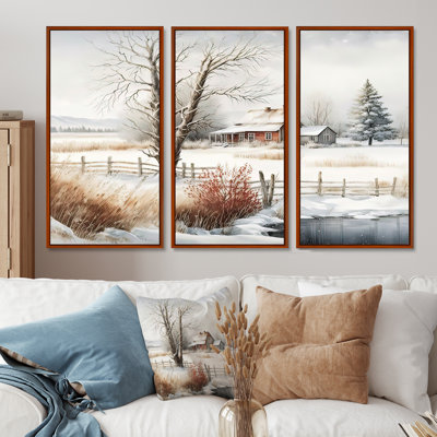 «Iowa Farm In Winter», reproduction sur toile 3 pièces