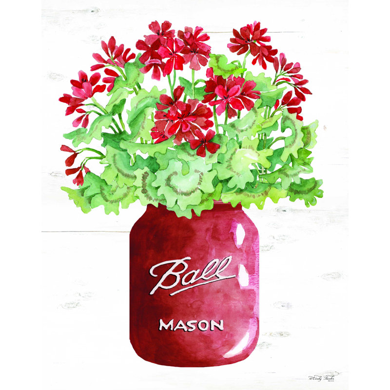 «Patriotic Red Jar» par Cindy Jacobs - reproduction d'art sur toile tendue, L 12 po x H 16 po