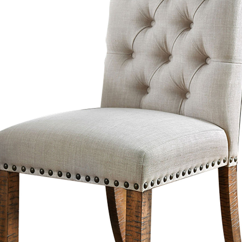Gray Linen Upholstered High Back Parsons Side Chair
