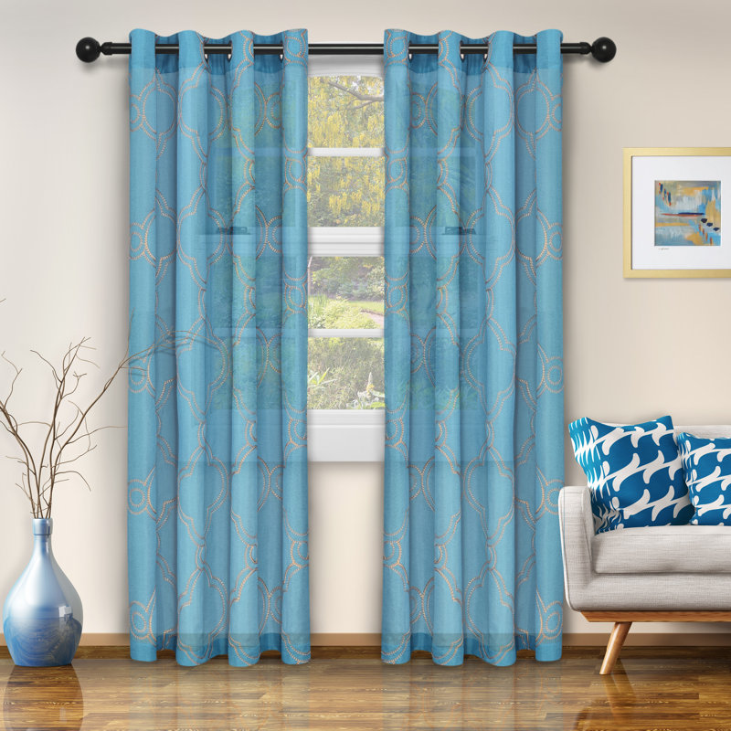 Steinbeck Semi Sheer Curtain Pair, 52" W x 84" L, Rust