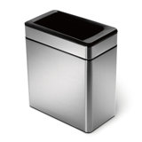 simplehuman 10 Liter / 2.6 Gallon Profile Open Trash Can, Brushed Stainless Steel