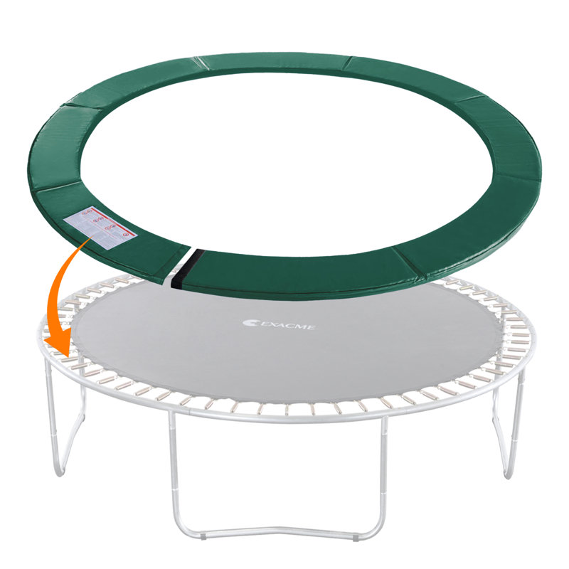 Coussin de trampoline, protège-ressorts de sécurité imperméable, cadre rond, sans trou pour poteau, 12', Vert