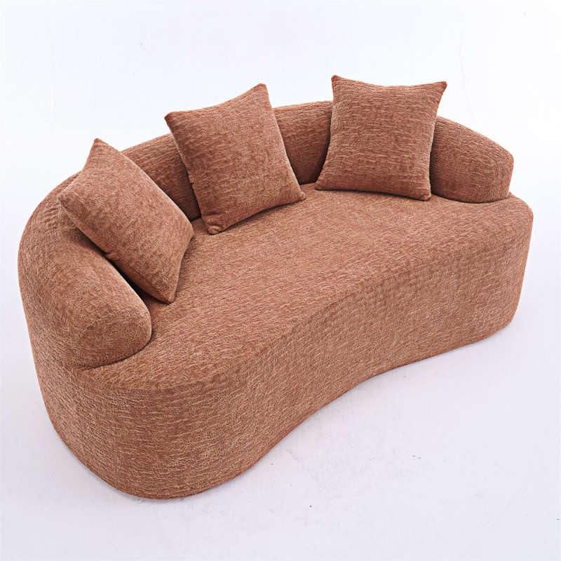 Curved Loveseat Sofa, Coral