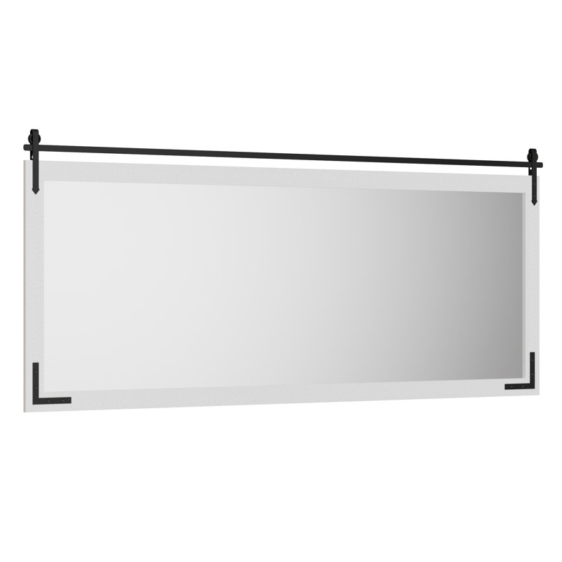 Miroir de grange avec cadre en bois massif et verre trempé, 32 po x 72 po, Bois blanc