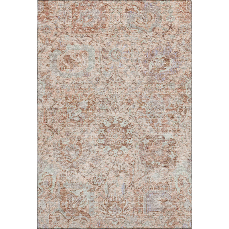 Premium Machine Washable Wayne AMF1102 Damask Rug, Rectangle 5' x 7'6"