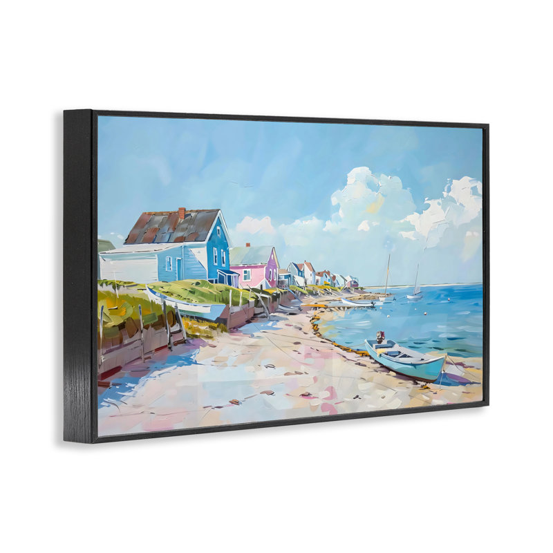 Giclée encadrée de bord de mer côtière, design par LSR Design Studio, H 12 po x l 18 po, Giclée encadrée noir minuit