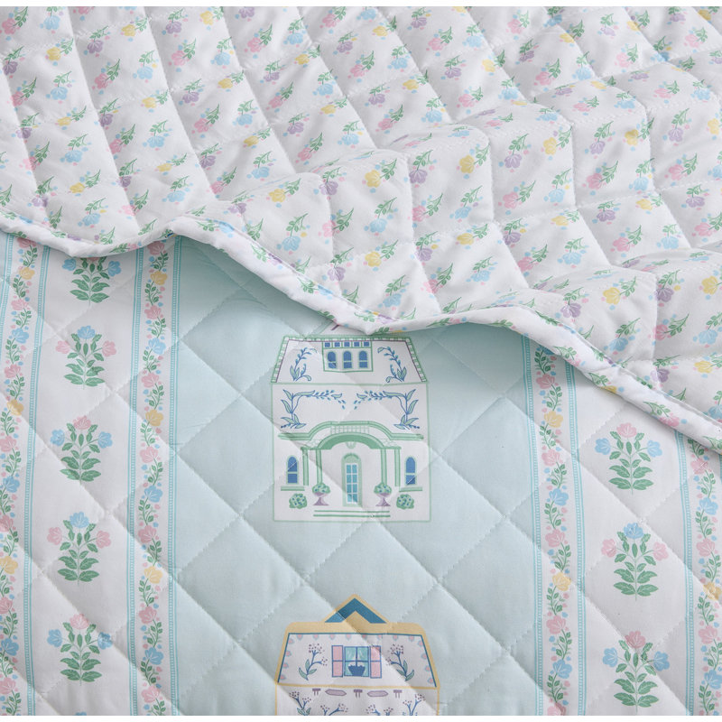 Lenox Spice Village 2-Piece Quilt Set, Light Blue, Twin/Twin XL, King/Cal King, Light Blue