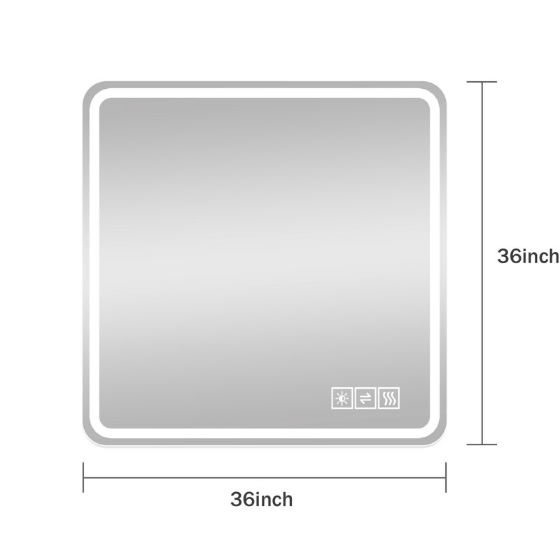Miroir de salle de bain 36 po x 36 po -, brouillard, rouille, force charisme