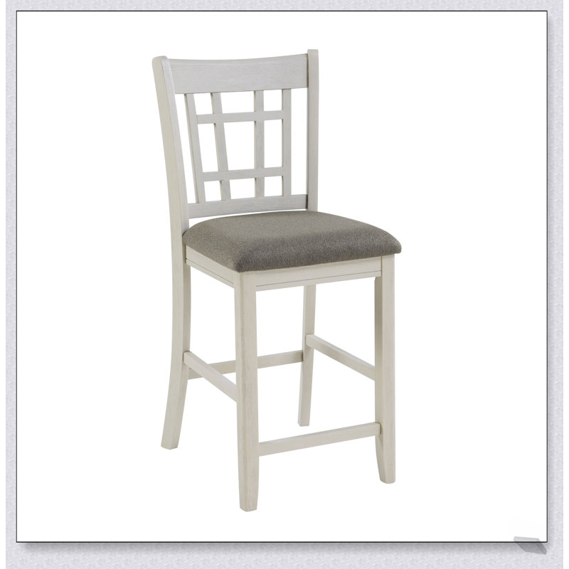 Antique White Finish Wood Framed Counter Height Chair Set, Upholstered Seat for Comfort and Elegance in Dining Rooms