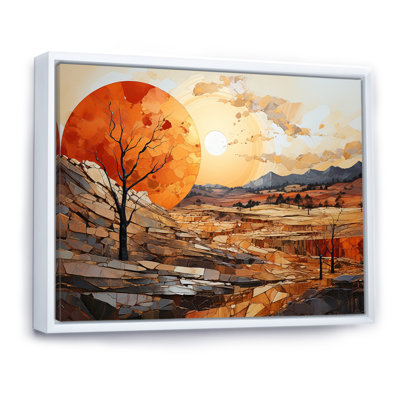 Orange Sunset, paysage abstrait, art mural Meadow - Paysage abstrait