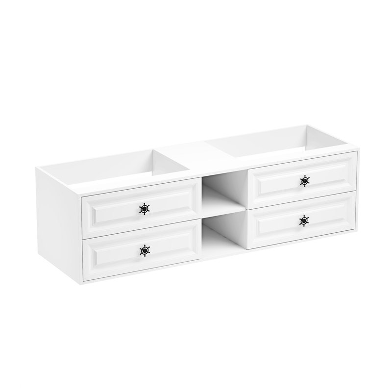 Armoire de salle de bain avec tiroirs de rangement et tablettes ouvertes, H 21,02 po x l 72,02 po x P 23,02 po