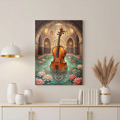 «Gallery Wrap», art mural sur toile pour le salon, la chambre à coucher, le bureau ou le vestibule - décoration murale décorative avec piscine pour violon