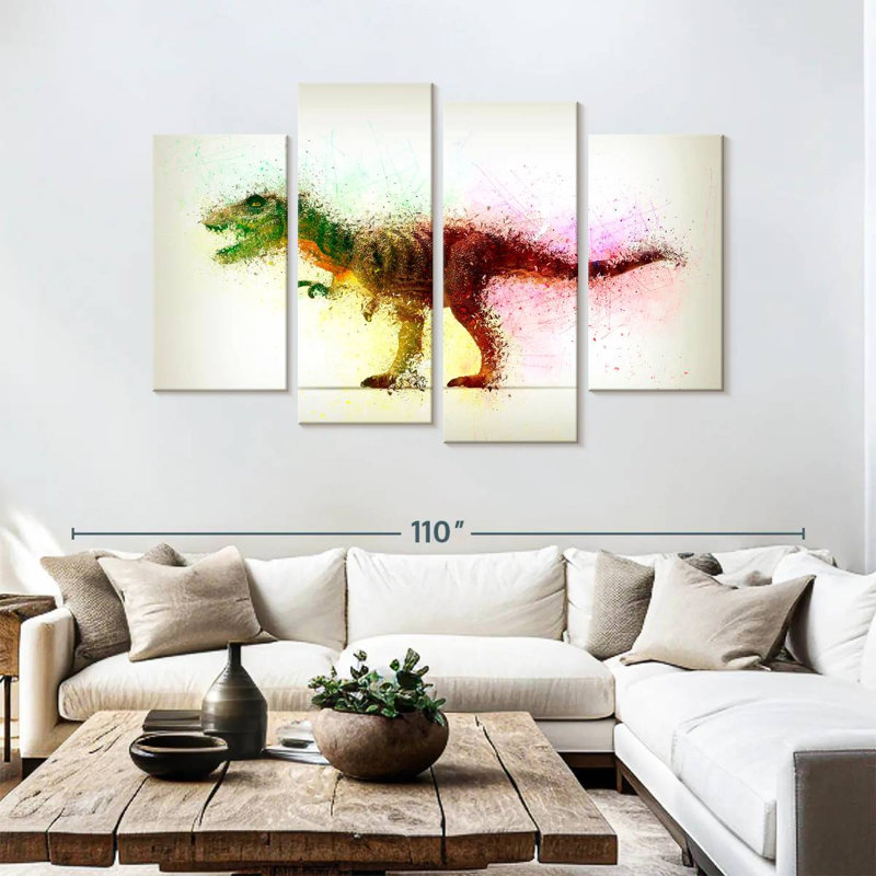 Brampt dinosaure abstrait, H 54 po x l 84 po