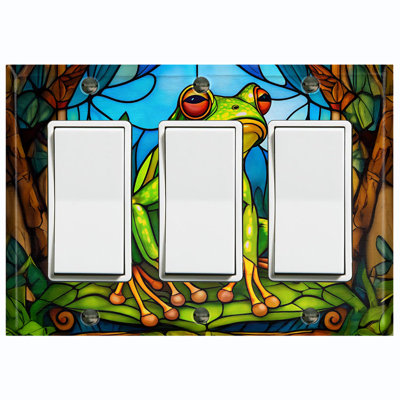 Couvercle de plaque d'interrupteur en métal; Impression à bascule standard à 4 bandes US - grenouille en verre coloré