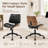Mid-Century Modern Armless Office Chair with Wheels, Faux Leather Swivel Desk Chair with Walnut Wood Shell, Adjustable Height and Rocking Function-442342659