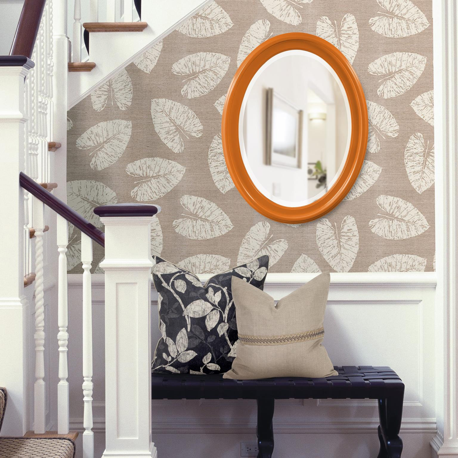Borna Solid Wood Oval Mirror, Orange