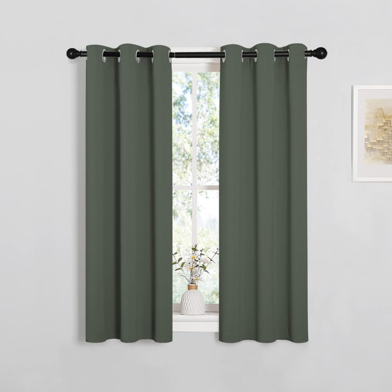 Room Darkening Short Curtain Panels For Small Window, 2 Panels, Thermal Insulated Grommet Room Darkening Draperies/Drapes For Window