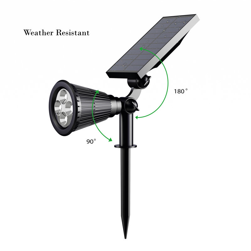 Black Solar LED Pathway Lights with Auto On/Off, Set of 2