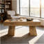 Table de salle à manger en bois, table de centre rectangulaire, table basse spacieuse