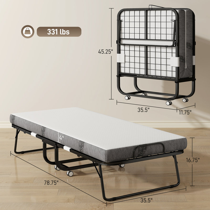 Lit pliant Hubbard 16,75 po, Très grand lit