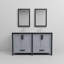 Ensemble de meuble-lavabo double l 60 po x P 22 po avec dessus blanc, miroirs 22 po et robinet chromé Ziva-1752901248-1829816595