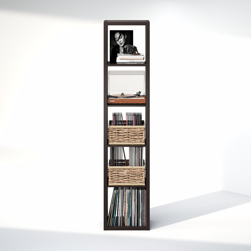 Tanvee 182.7cm H Media Shelves, Dark Oak