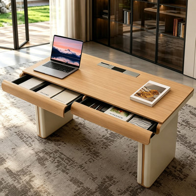 55.12" Minimalist Light Luxury Height-Adjustable Desk – Electric Standing Computer Table for Home Office Study