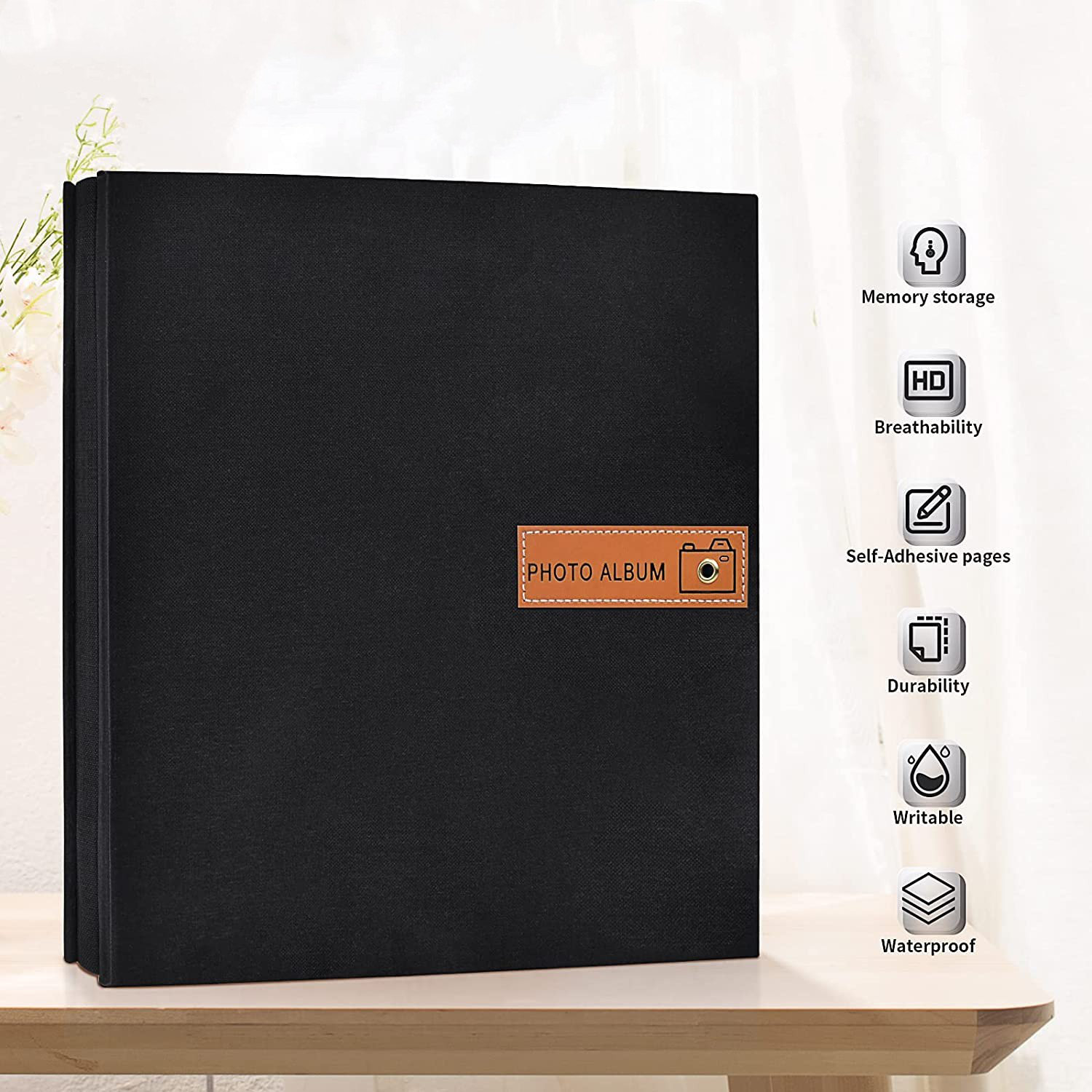 Self-Adhesive Photo Album, Leather Cover Self-Stick 60 Pages, Magnetic  Scrapb