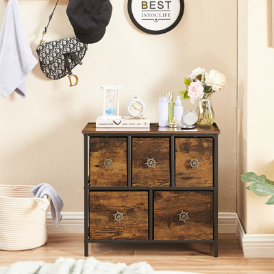 Cardere Dresser with 5 Drawers Furniture Storage Chest Organizer Unit Bins for Bedroom