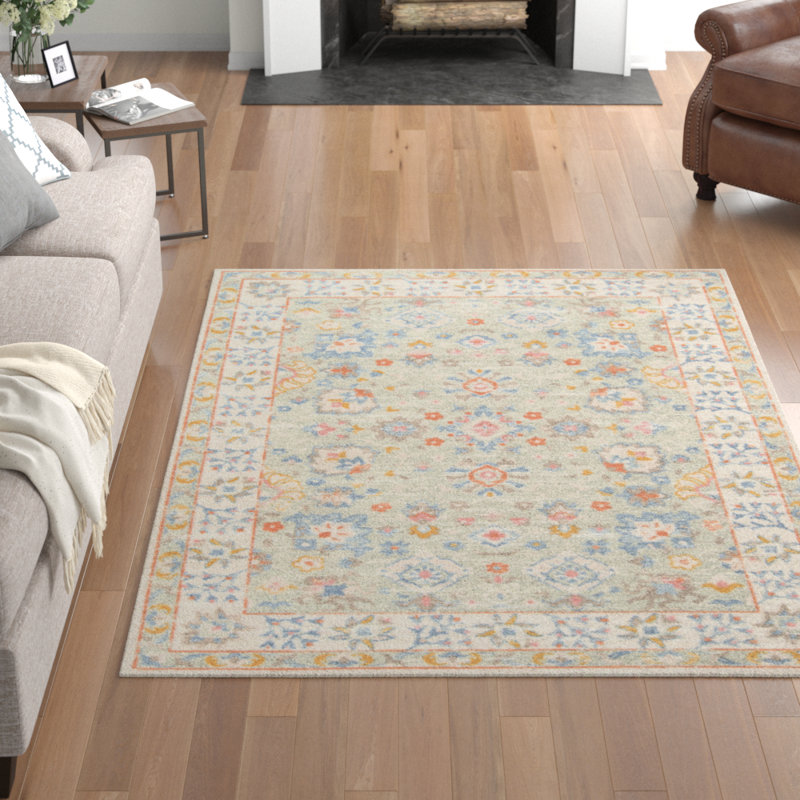 Tapis oriental vert sauge Guerin, Rectangle 5 pi 3 po x 7 pi 6 po