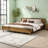 Solid Pine Wood King Bed Frame - Rustic Yellow Finish, Heavy Duty 800lbs Capacity, No Box Spring Required-920396274