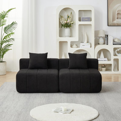 Chenille Sectional Sofa With 2 Pillows,Symmetrical Modular Sofa Sectional For Bedroom, Living Room, Office