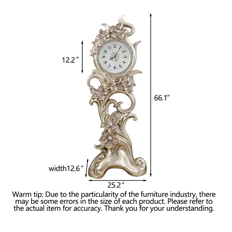 European-style carved orchid silent villa floor clock