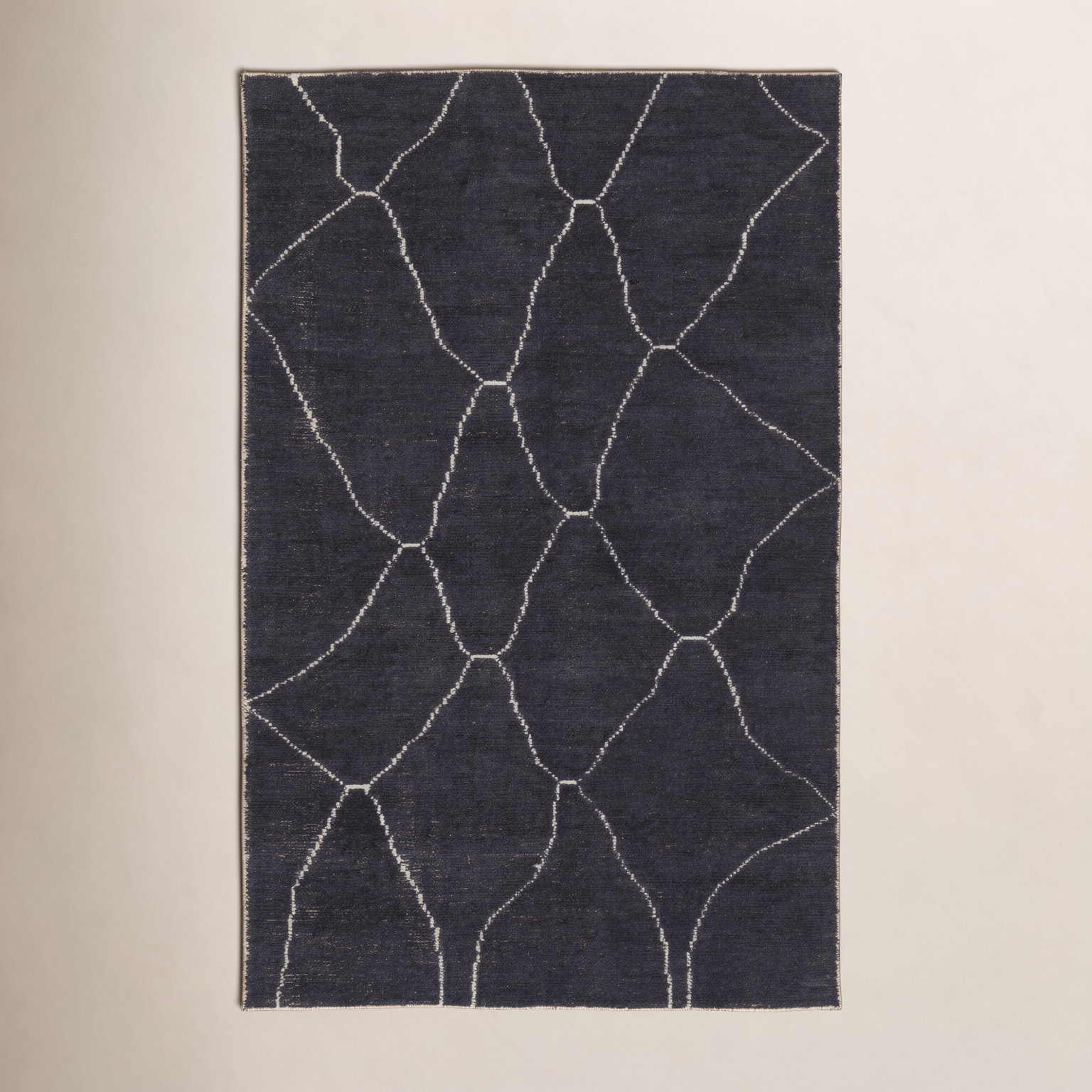 Rowan Black White Hand-Loomed Geometric Rug, Rectangle 9' x 13'