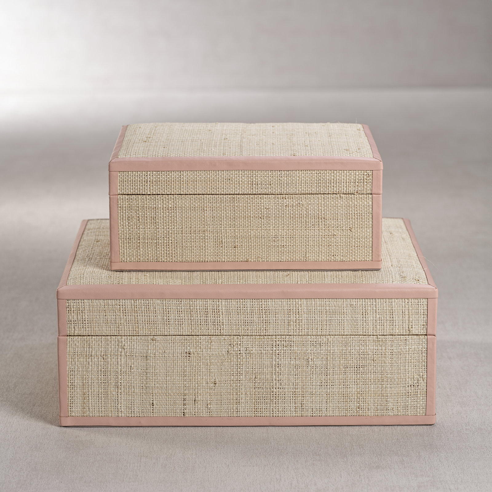 Hadaway Raffia Decorative Box, 4.5" H x 12.5" W x 10" D, Pink/Natural