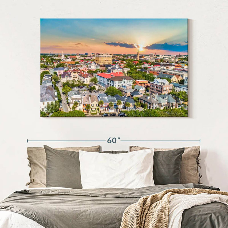 Vue aérienne du centre-ville de Nicci, Charleston, H 34 po x l 51 po