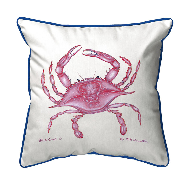 Crab Outdoor Throw Pillow, Large, Liesl Crab