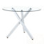 Ensemble de table de salle à manger 5 pièces avec plateau rond en verre et pieds en métal-102672084-102672085