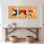 «Geometric Fox», art mural moderne sur toile abstraite (ensemble de 3)-1095164860